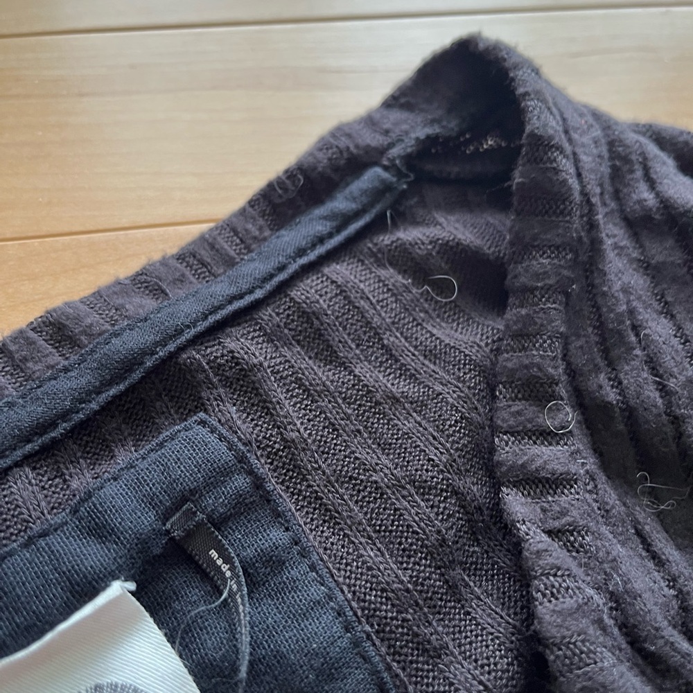 Dark Brown Ribbed Button-Front Long Cardigan - Picture 2 of 3